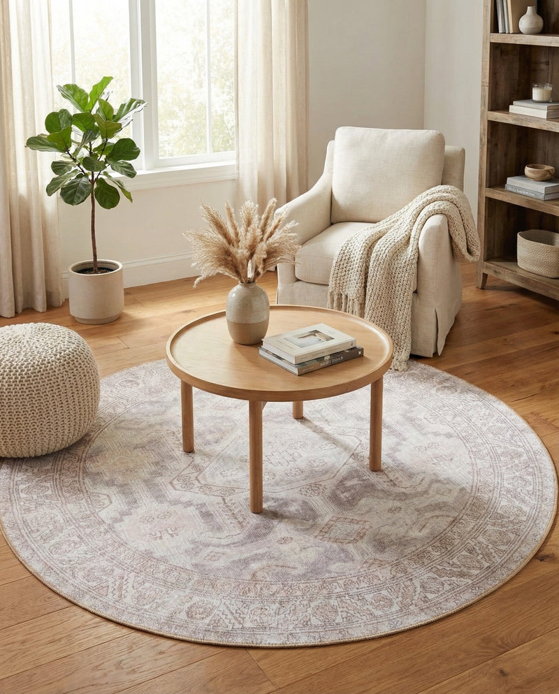 Heritage Elegance Collection Area Rug -  Charlottenburg Round Gray  lifestyle 81