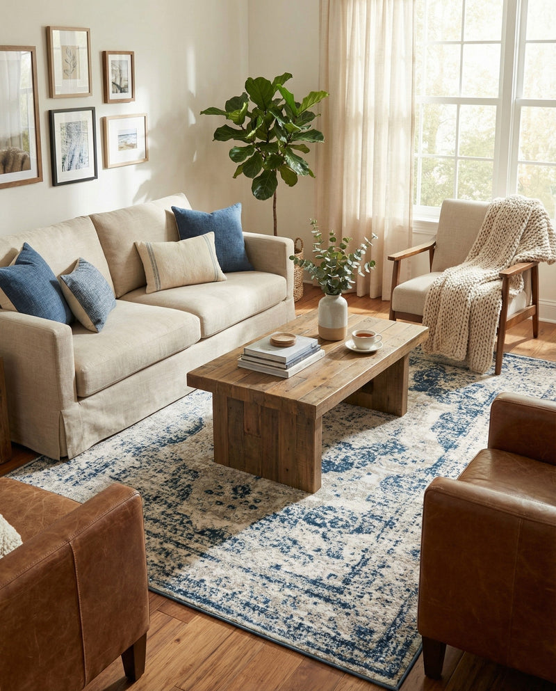Riviera Elegance Collection Area Rug -  Menton (Blue) Rectangle Blue  lifestyle 15