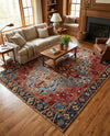 Patio Heritage Collection Area Rug -  Garden Rectangle Rust Red and Blue  lifestyle 18