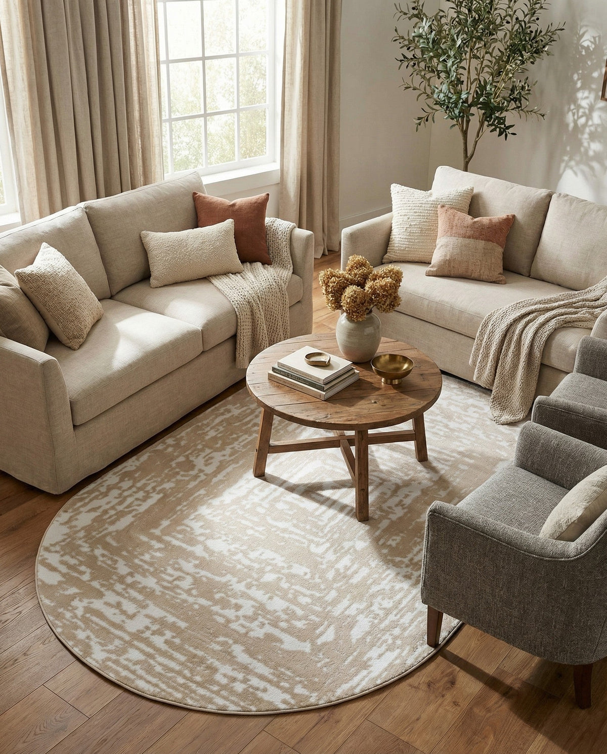 Sanctuary Retreat Collection Area Rug -  Asylum Oval White Bone  lifestyle 140