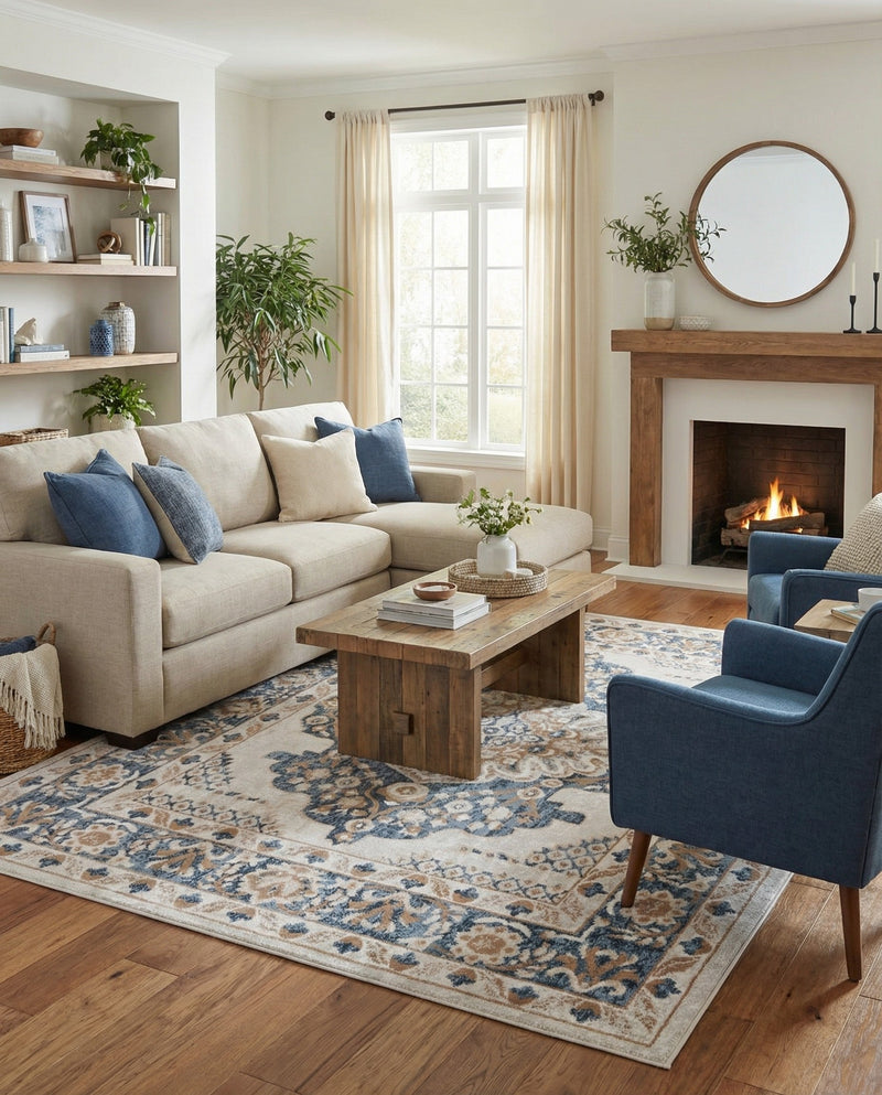 Cambridge Classics Collection Area Rug -  Magdalene (Cream) Rectangle Cream  lifestyle 17