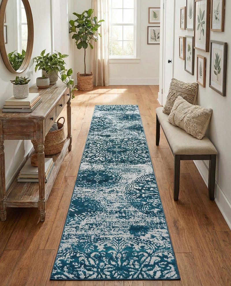 Riviera Elegance Collection Area Rug -  Monaco (Blue) Runner Blue  lifestyle 40