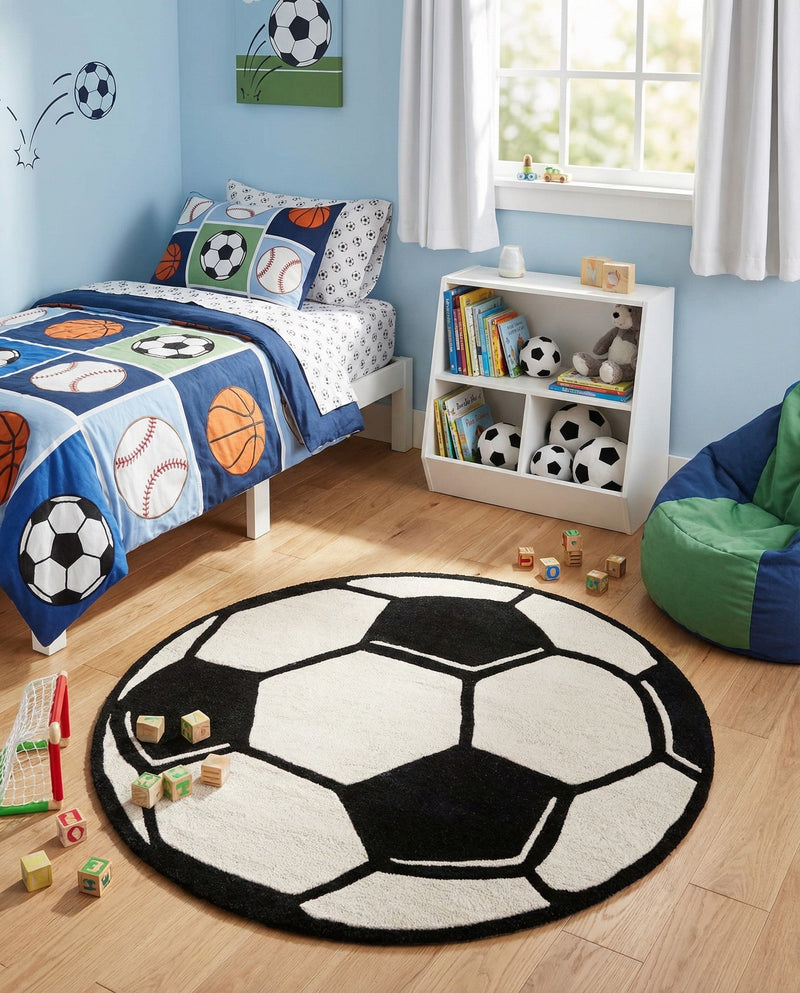 Whimsy Wonders Wool Collection Area Rug -  Volcano Round Black and White  lifestyle 16