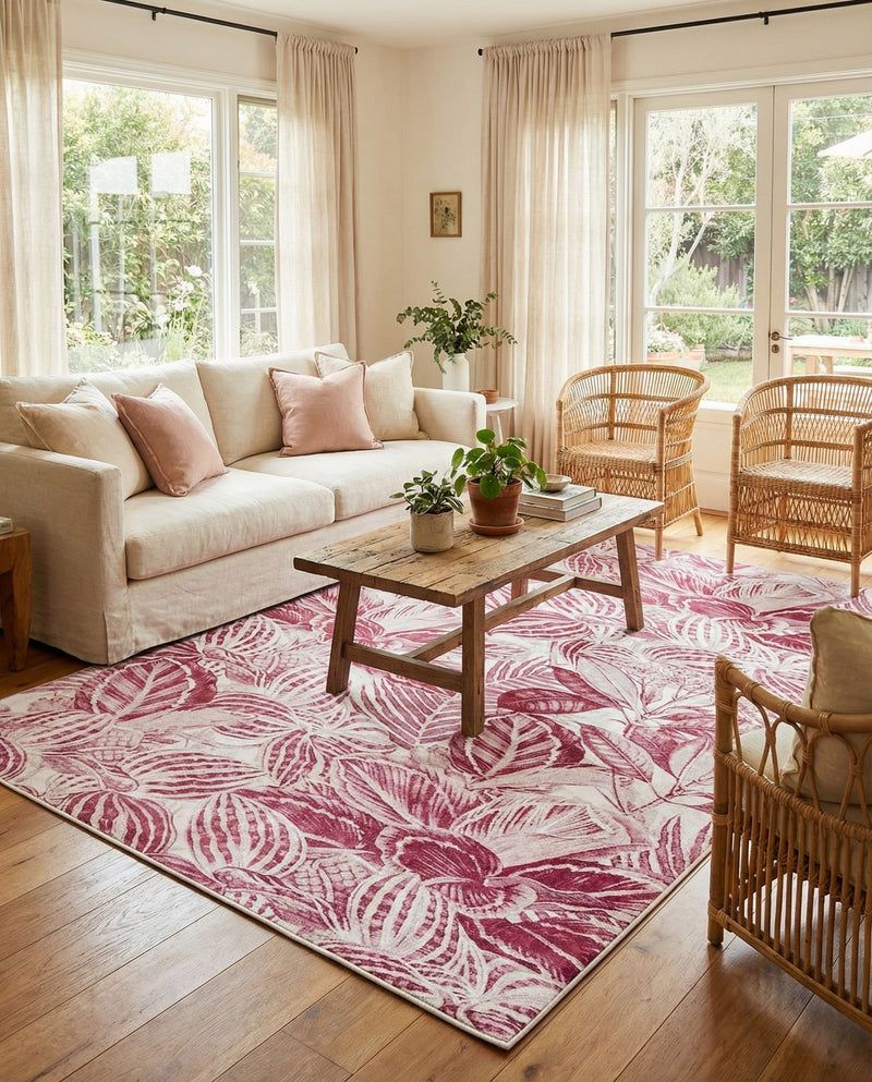 Meadow Breeze Collection Area Rug -  Bluebell Rectangle Fuchsia  lifestyle 17