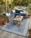 Tribal Terrace Treasures Collection Area Rug -  Incan Isle (Blue) Rectangle Blue  lifestyle 10
