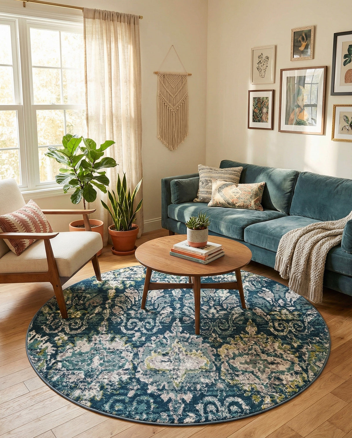 Savannah Elegance Collection Area Rug -  Forsyth Round Navy Blue  lifestyle 153