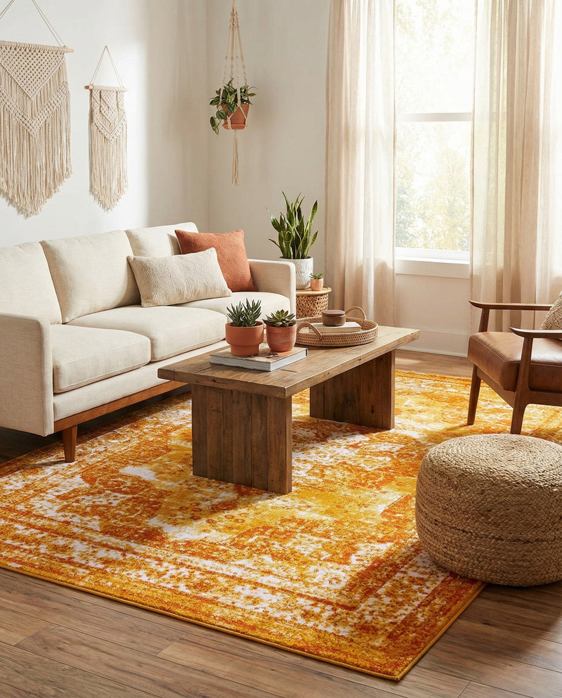 Riviera Elegance Collection Area Rug -  Menton (Orange) Rectangle Orange  lifestyle 29