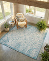 Tribal Terrace Treasures Collection Area Rug - Mayan Marina (Teal) Square Teal  lifestyle 40
