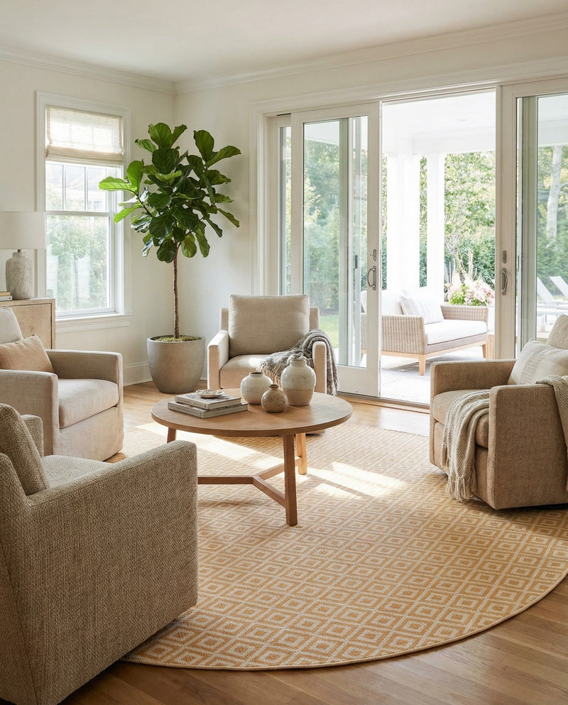 Urban Oasis Rugs Collection Area Rug -  Rooftop (Yellow Ivory) Round Yellow Ivory  lifestyle 69