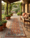 Patio Heritage Collection Area Rug -  Eden Runner Antique Red  lifestyle 74