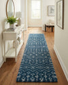 Berber Lattice Shag Collection Area Rug - Atlas (Navy Blue) Runner Navy Blue  lifestyle 44