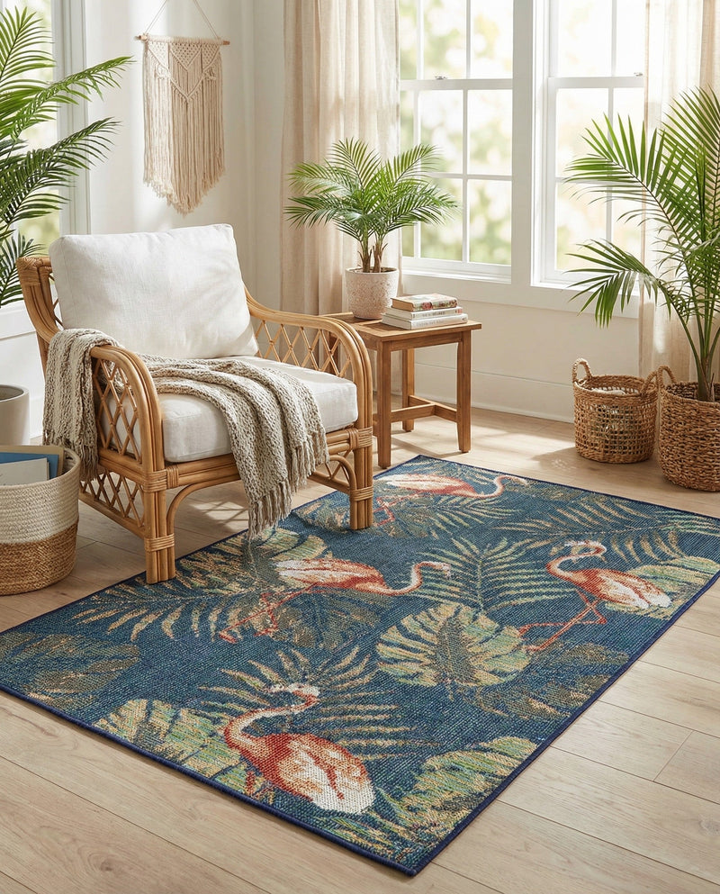 Coastal Terrace Collection Area Rug - Seabreeze Rectangle Navy Blue  lifestyle 11