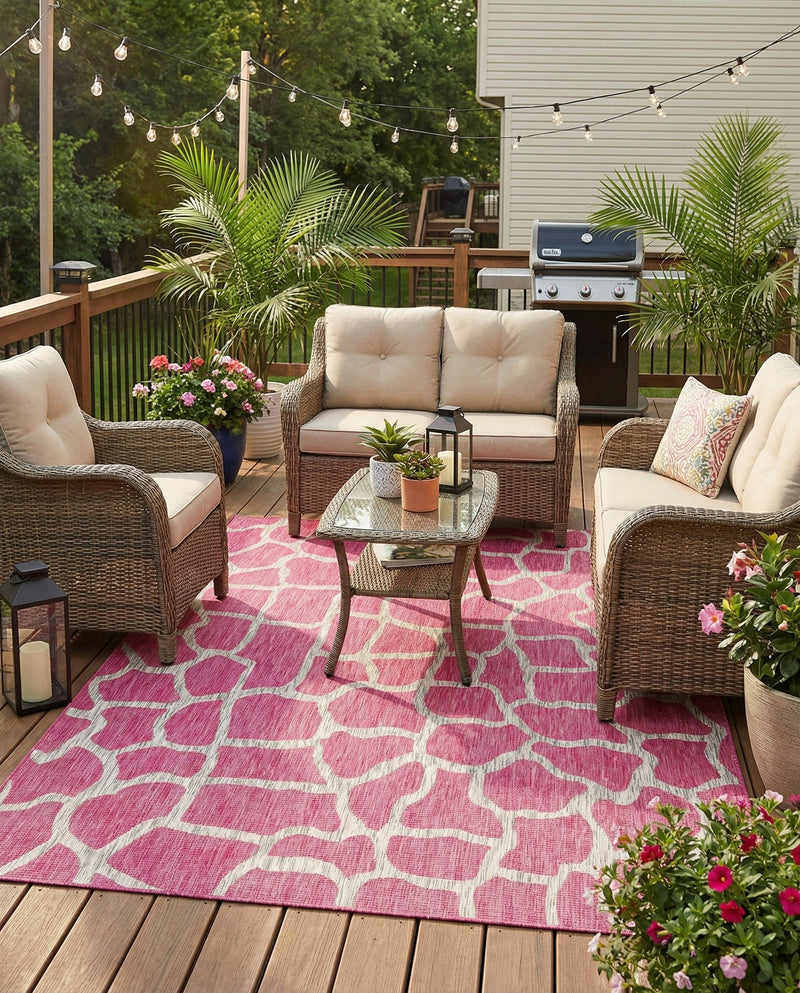 Savannah Escape Collection Area Rug -  Rainforest Rectangle Magenta  lifestyle 59