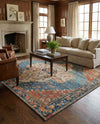 Patio Heritage Collection Area Rug -  Grove Square Navy Blue and Rust Red  lifestyle 72
