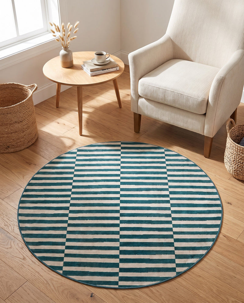 Soho Elegance Collection Area Rug -  Hudson (Turquoise) Round Turquoise  lifestyle 41