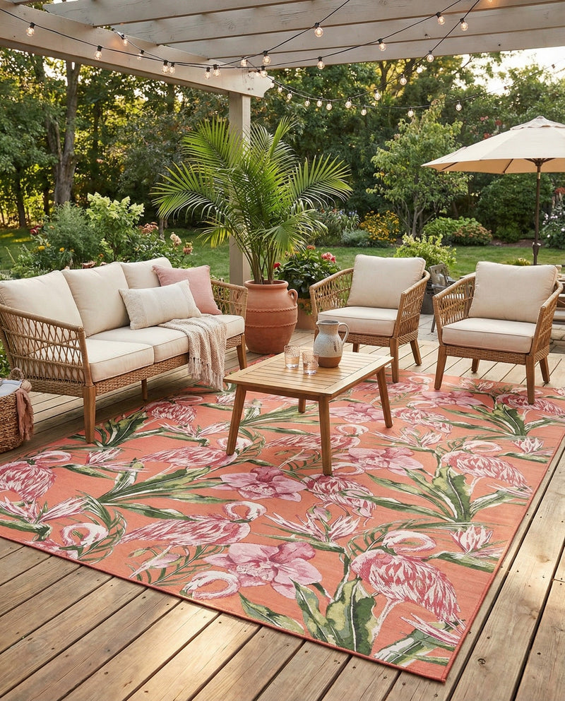 Seaside Blooms Collection Area Rug -  Kyoto Rectangle Coral  lifestyle 17