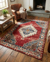 Patio Heritage Collection Area Rug -  Alcove Rectangle Red and Navy Blue  lifestyle 7