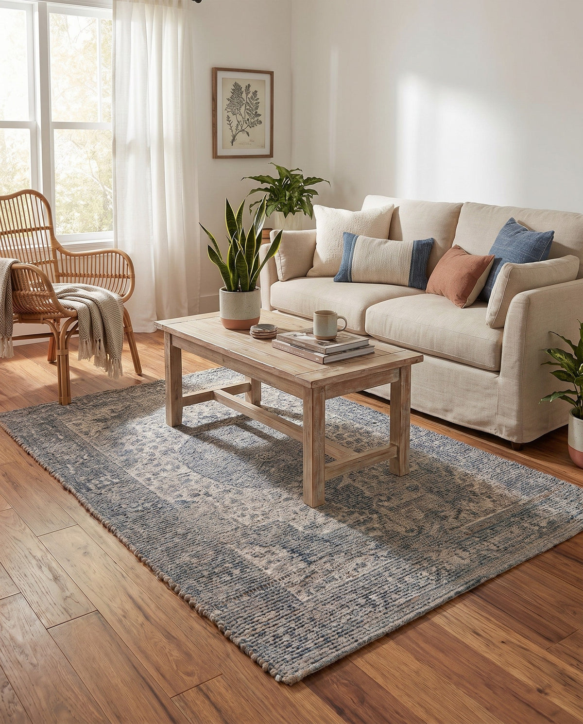 Savannah Threads Collection Area Rug - Sahara Rectangle Blue  lifestyle 55