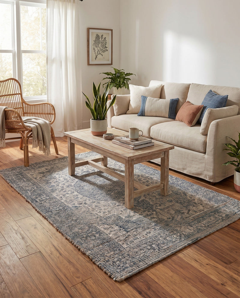 Savannah Threads Collection Area Rug - Sahara Rectangle Blue  lifestyle 55