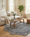 Woven Seaside Jute Collection Area Rug - Nantucket Round Navy and White  lifestyle 36