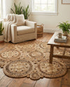 Woven Seaside Jute Collection Area Rug - Whittaker Round Natural  lifestyle 67