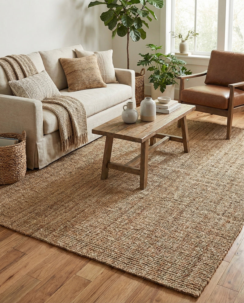 Woven Seaside Jute Collection Area Rug - Savannah (Natural) Rectangle Natural  lifestyle 24