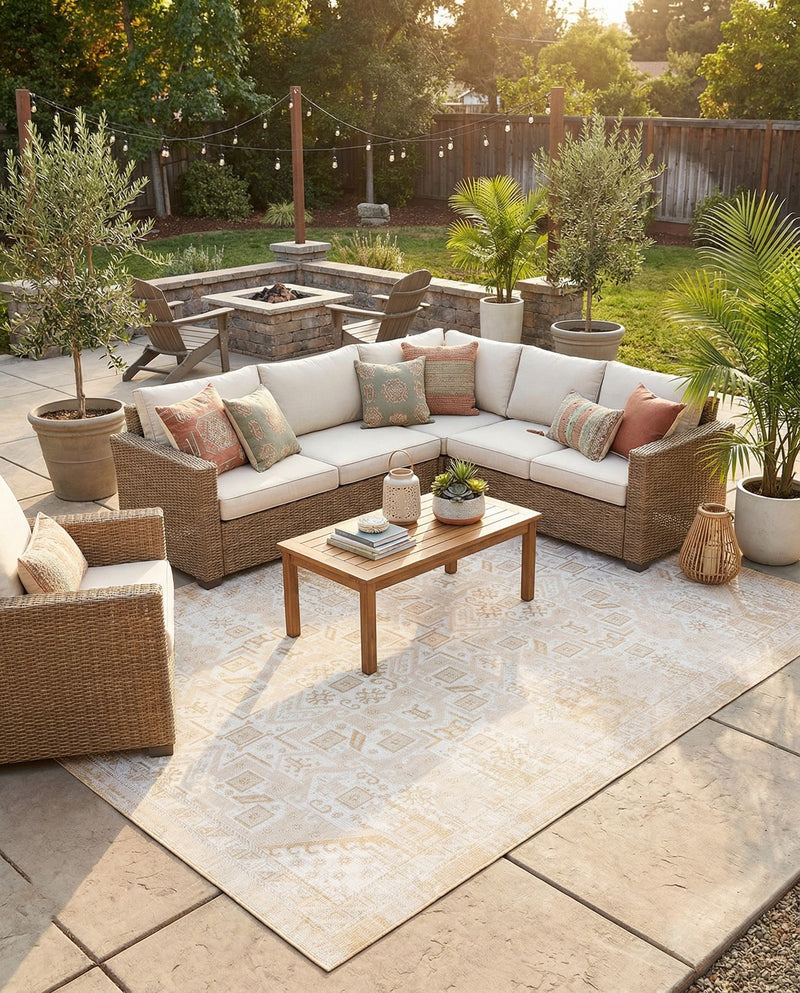 Tribal Terrace Treasures Collection Area Rug - Mayan Marina (Natural) Rectangle Natural  lifestyle 33