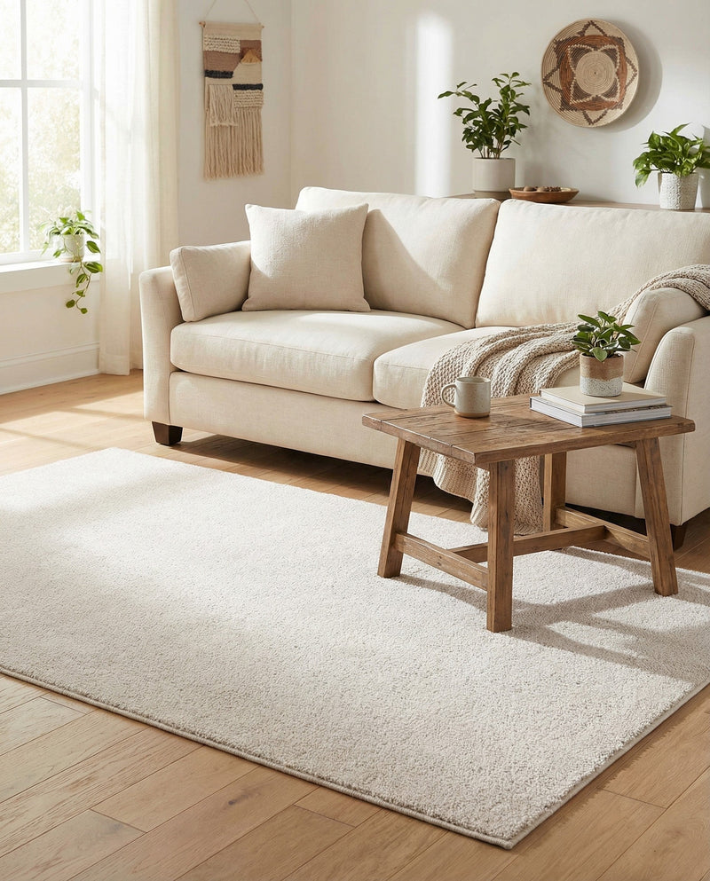 Solid Shag Seaside Collection Area Rug - Azure Cove (Ivory) Rectangle Ivory  lifestyle 13