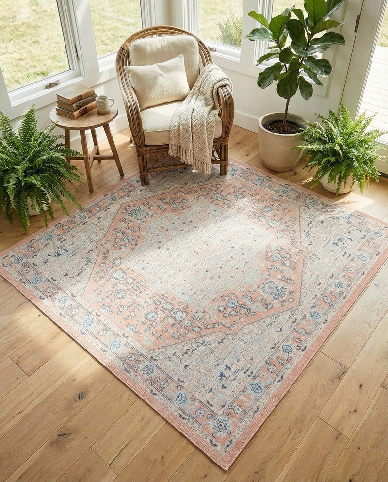 Savannah Series Collection Area Rug - Charleston (Powder Pink) Square Powder Pink  lifestyle 58