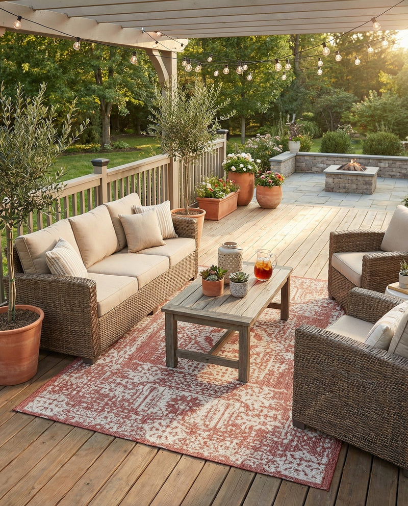 Patio Heritage Collection Area Rug - Savannah (Rust Red) Rectangle Rust Red  lifestyle 6