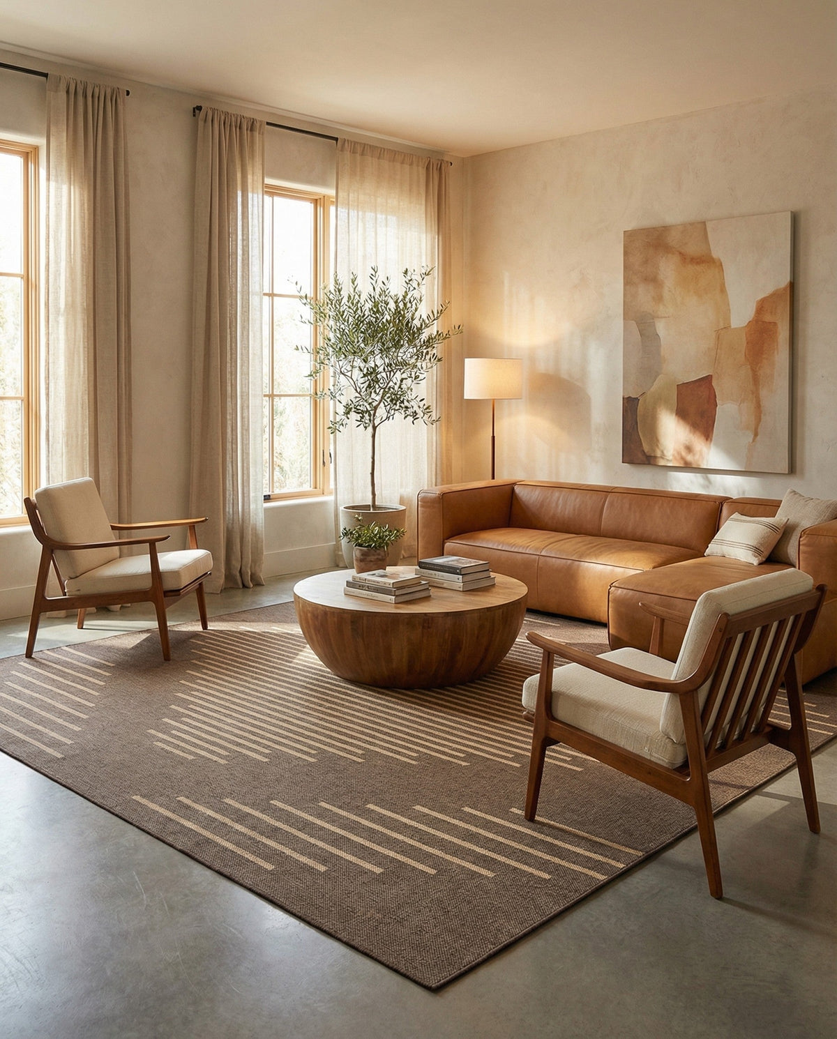 Sahara Sands Collection Area Rug -  Merimde Square Brown  lifestyle 86