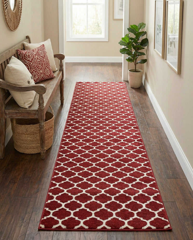 Lattice Gardens Collection Area Rug -  Bloomfield (Dark Terracotta) Runner Dark Terracotta  lifestyle 63