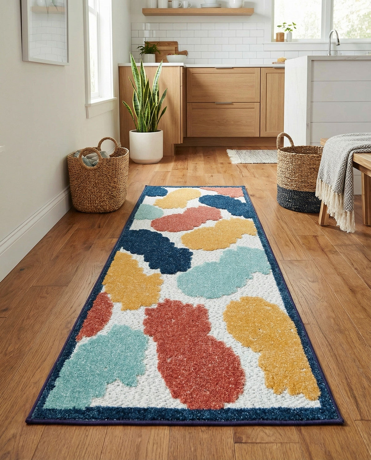 Caribbean Terrace Collection Area Rug -  Nevis Runner White  lifestyle 106