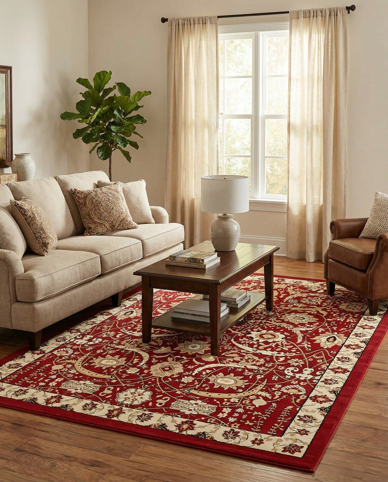 Tabriz Tapestry Collection Area Rug - Sahand (Red) Rectangle Red  lifestyle 15