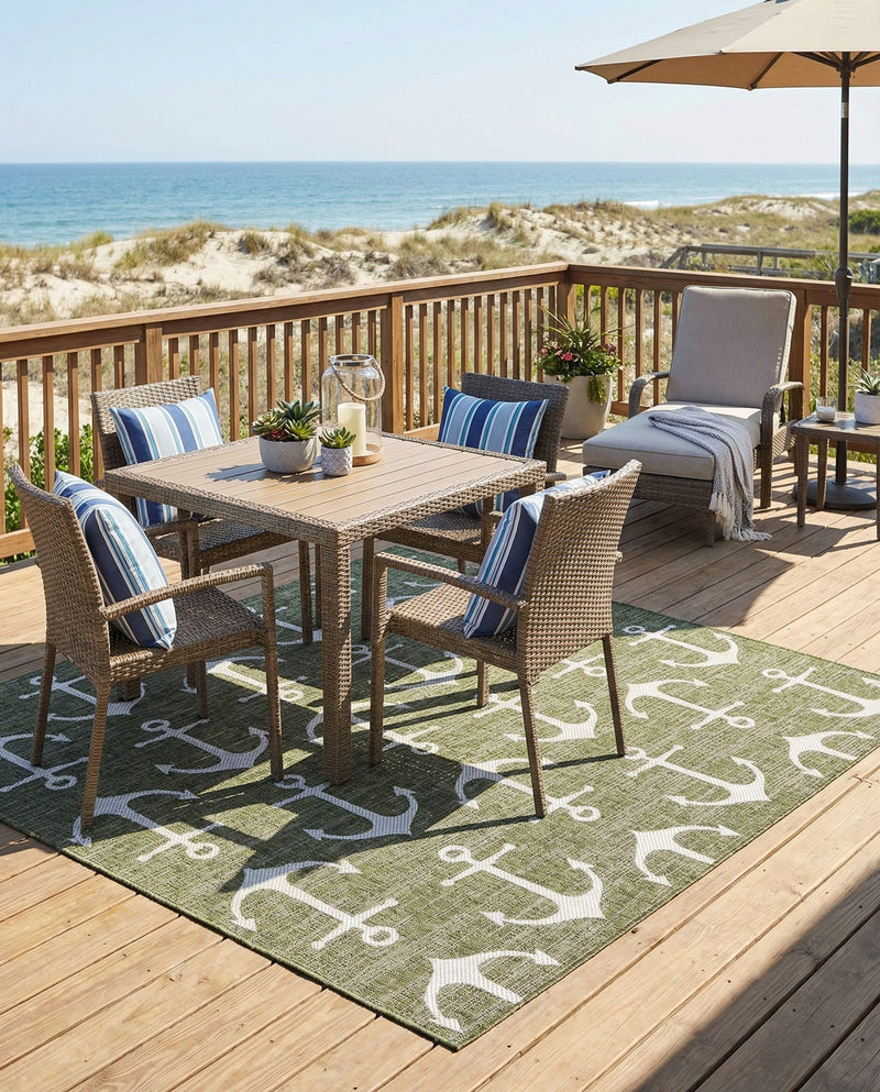Seaside Haven Rugs Collection Area Rug - Sapphire (Green) Square Green  lifestyle 65