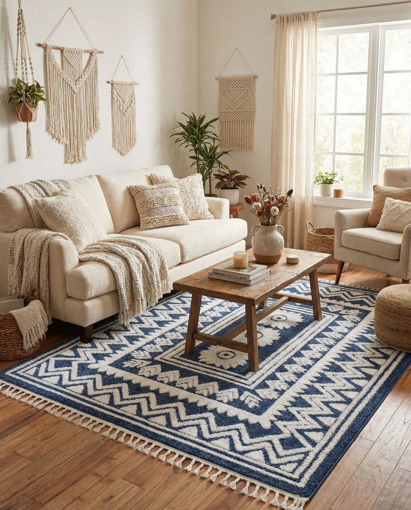 Sahara Chic Collection Area Rug -  Tangier Rectangle Blue  lifestyle 31