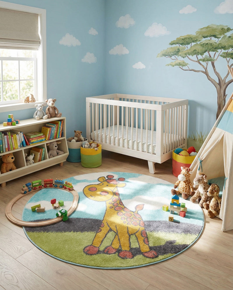 Wonder Tykes Collection Area Rug -  Frolic Round Blue  lifestyle 27