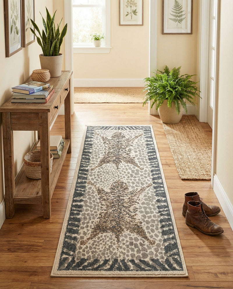 Savannah Sojourn Collection Area Rug -  Masai Runner Gray and Ivory  lifestyle 66