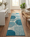 Urban Terrace Collection Area Rug -  Courtyard Runner Blue and Ivory  lifestyle 45