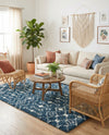 Berber Lattice Shag Collection Area Rug - Atlas (Navy Blue) Rectangle Navy Blue  lifestyle 5