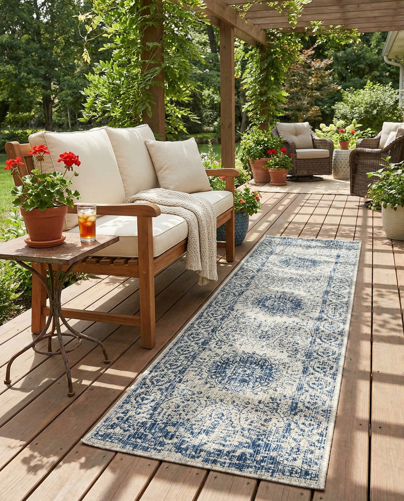 Patio Heritage Collection Area Rug -  Lafayette (Blue) Runner Blue  lifestyle 61
