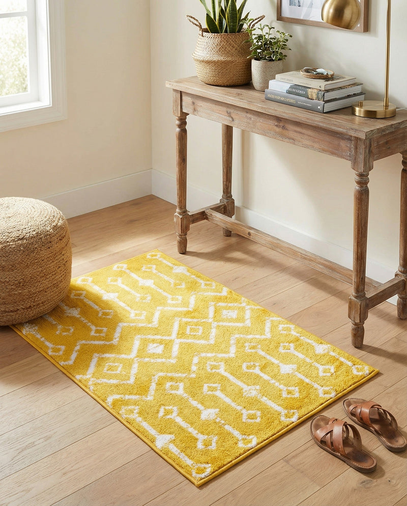 Marrakech Lattice Collection Area Rug - Medina (Yellow) Rectangle Yellow  lifestyle 21