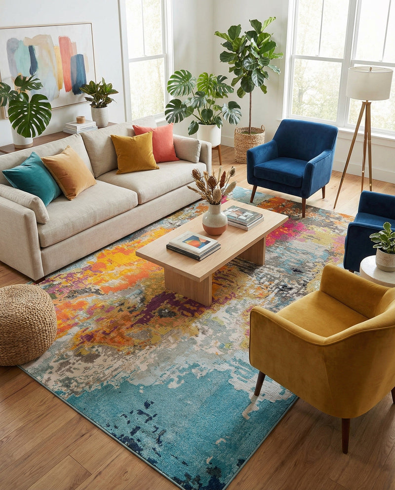 Colorburst Oasis Collection Area Rug -  Spectrum Rectangle Multi  lifestyle 5
