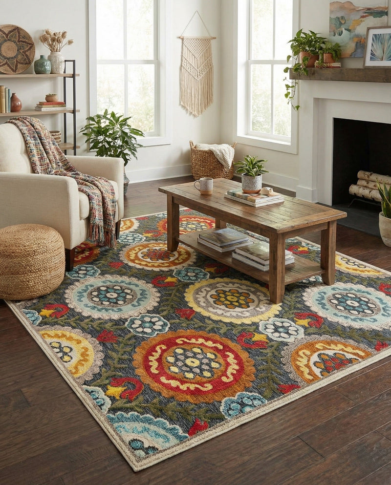 Outdoor Marrakesh Collection Area Rug -  Asilah Rectangle Gray  lifestyle 32