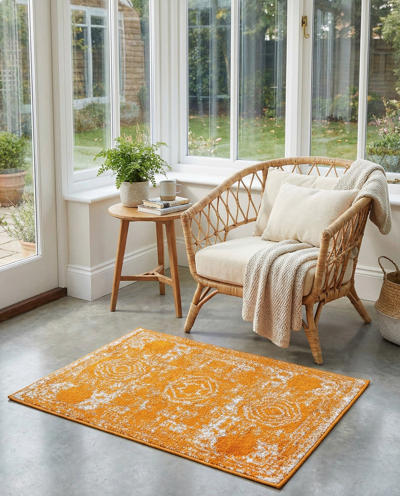 Dover Terrace Collection Area Rug -  Lagoon (Orange) Rectangle Orange  lifestyle 11