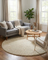 Cozy Comfort Shag Collection Area Rug - Haven (Oatmeal Beige) Round Oatmeal Beige  lifestyle 64