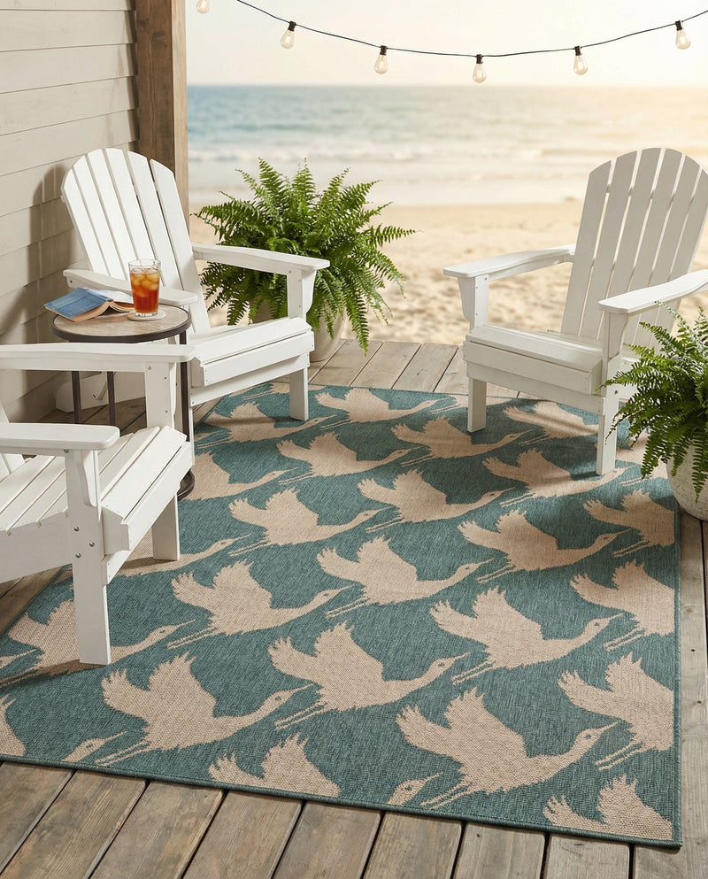 Seaside Haven Rugs Collection Area Rug -  Pelican Rectangle Stone Blue  lifestyle 15