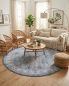 Zahara Oasis Collection Area Rug -  Marrakech Round Blue  lifestyle 80