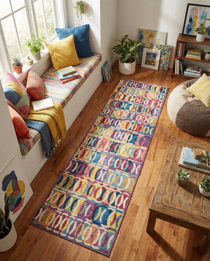 Urban Terrace Collection Area Rug -  Boardwalk Runner Multi  lifestyle 54