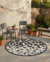 Urban Terrace Collection Area Rug -  Mercer Round Black and White  lifestyle 63